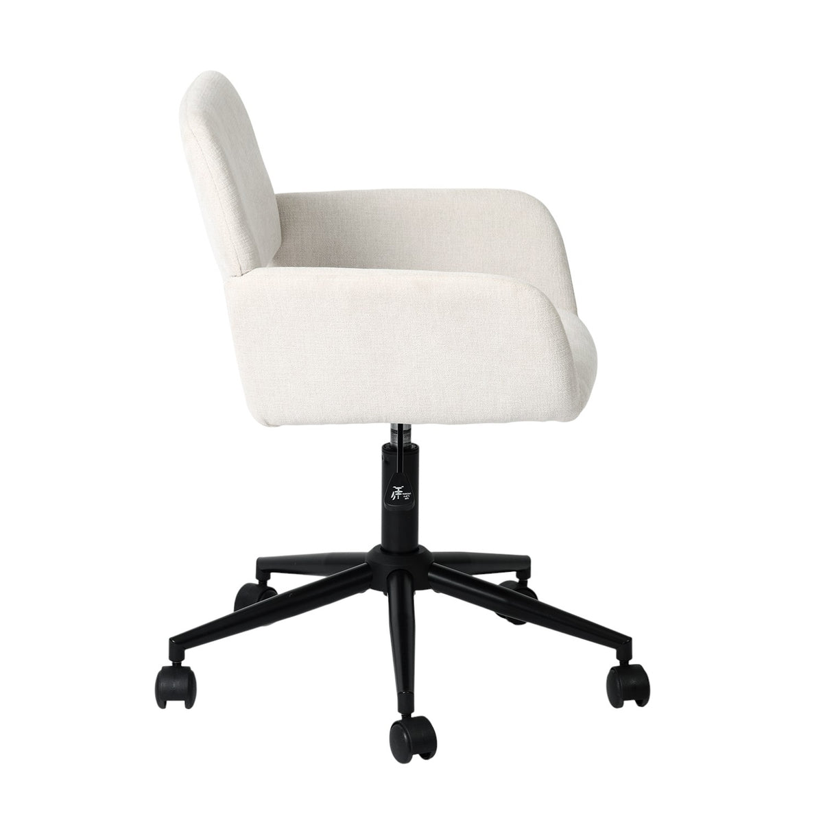 Beige & Black Adjustable Height Office Chair | Swivel, Rolling, Soft Neutral Design