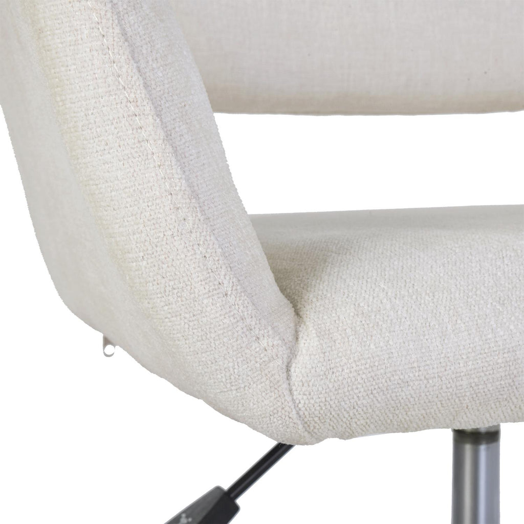 Beige & Black Adjustable Height Office Chair | Swivel, Rolling, Soft Neutral Design