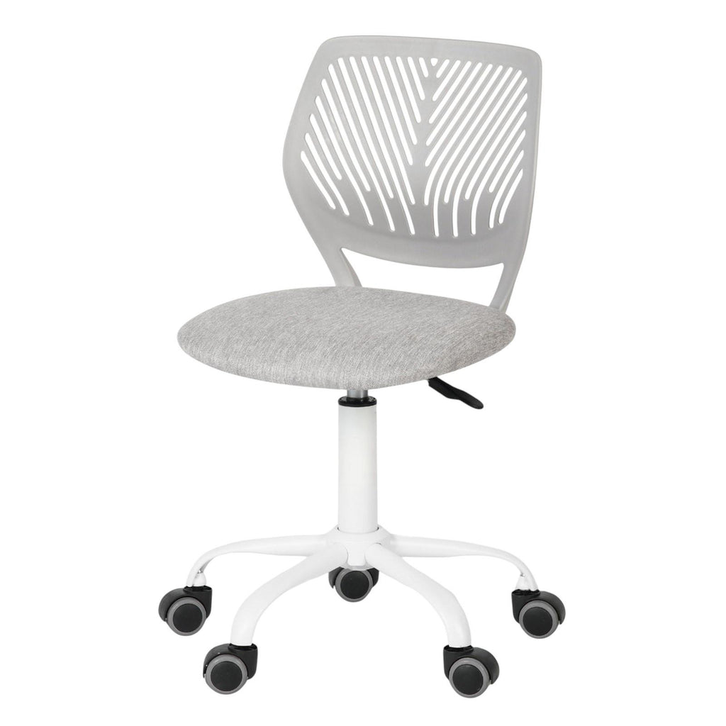 Gray & White Adjustable Height Office Chair | Swivel, Rolling, Light Modern Style