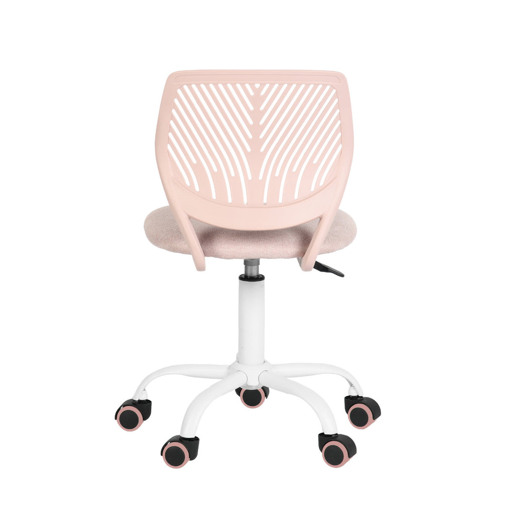 Pale Pink & White Adjustable Height Office Chair | Swivel, Rolling, Soft Pastel Comfort