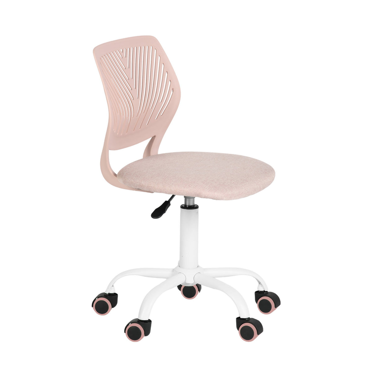 Pale Pink & White Adjustable Height Office Chair | Swivel, Rolling, Soft Pastel Comfort