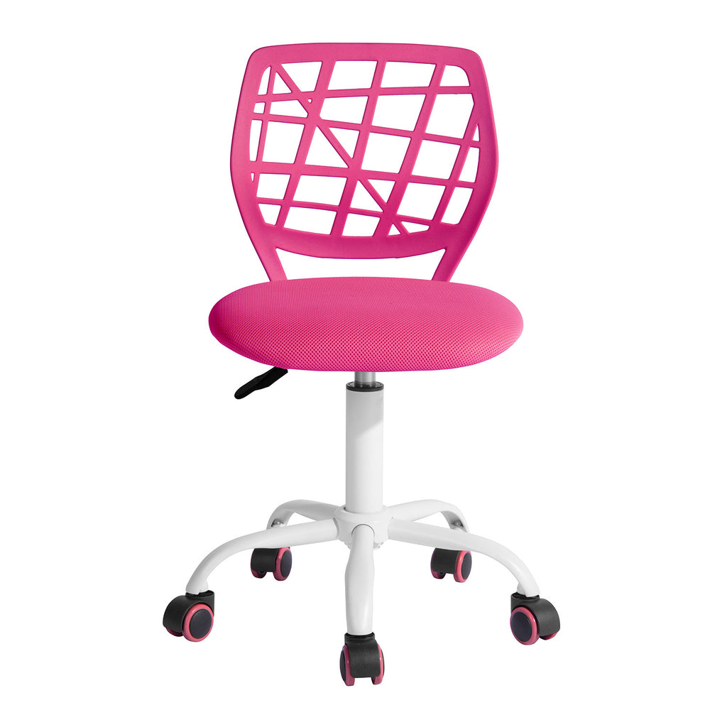 Pink & White Adjustable Height Office Chair | Swivel, Rolling, Feminine Ergonomic Comfort