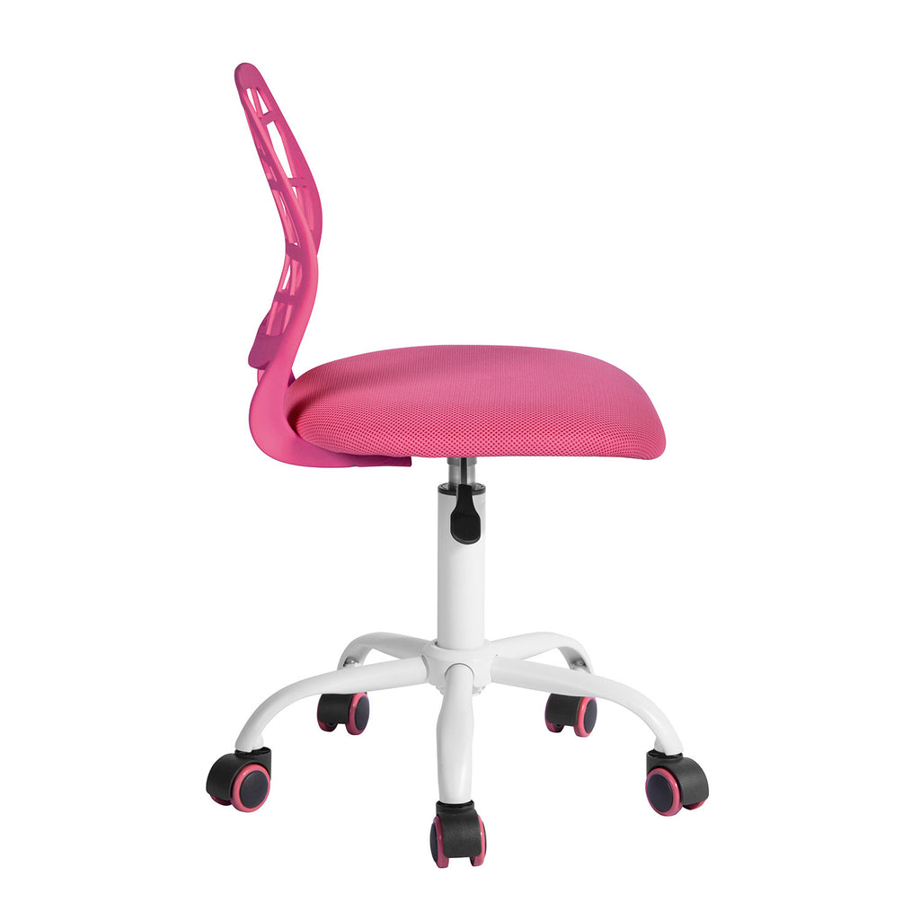 Pink & White Adjustable Height Office Chair | Swivel, Rolling, Feminine Ergonomic Comfort