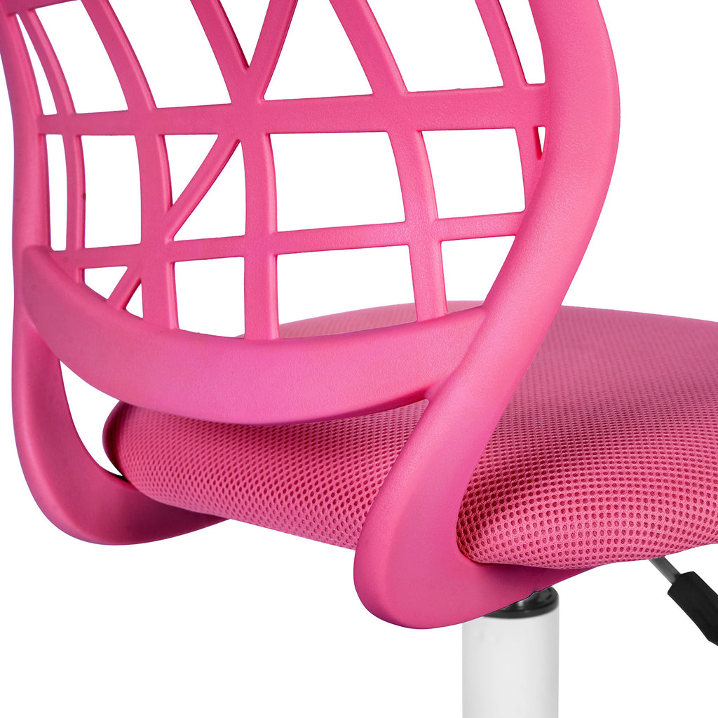 Pink & White Adjustable Height Office Chair | Swivel, Rolling, Feminine Ergonomic Comfort