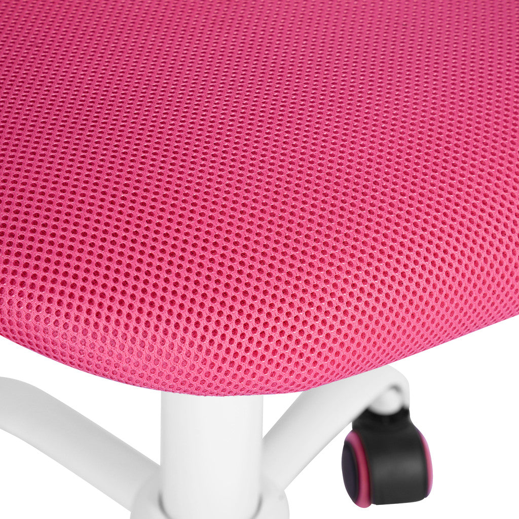Pink & White Adjustable Height Office Chair | Swivel, Rolling, Feminine Ergonomic Comfort
