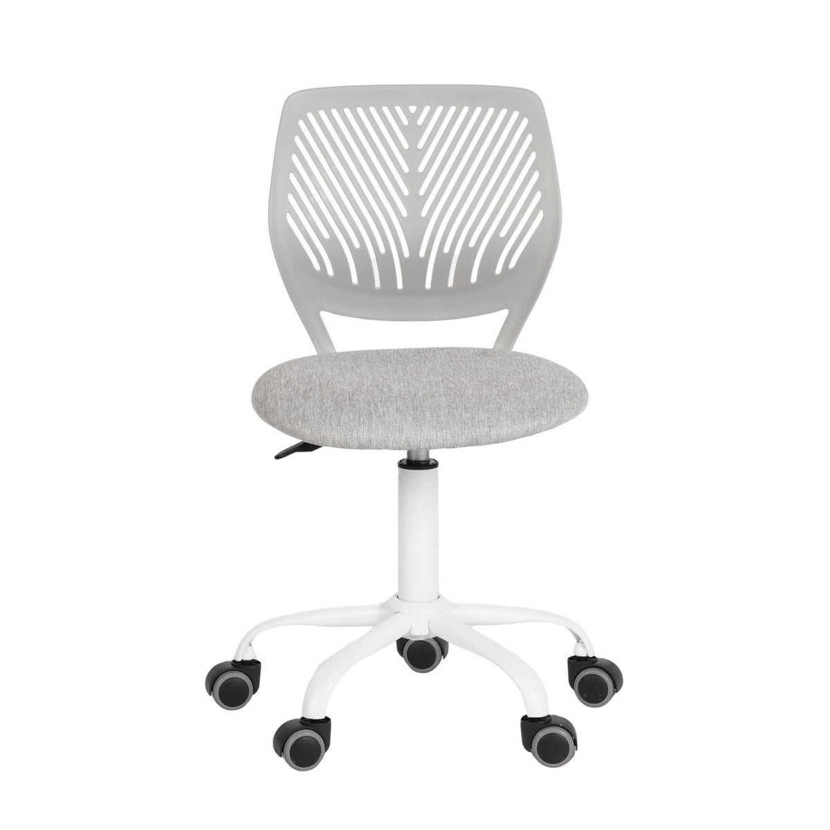 Gray & White Adjustable Height Office Chair | Swivel, Rolling, Minimalist Style