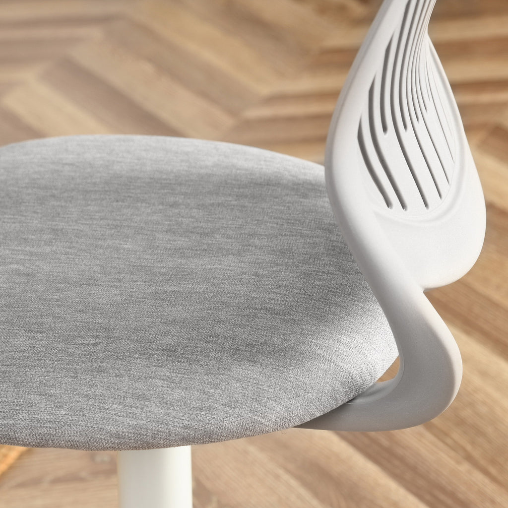 Gray & White Adjustable Height Office Chair | Swivel, Rolling, Minimalist Style