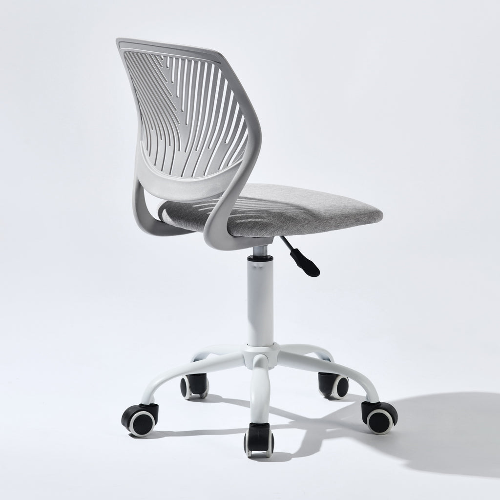 Gray & White Adjustable Height Office Chair | Swivel, Rolling, Minimalist Style