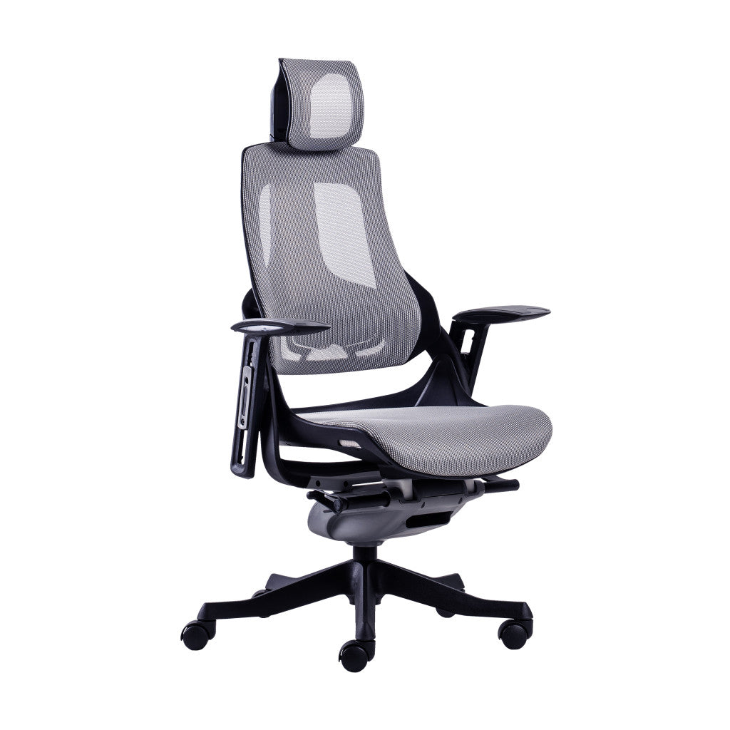 Gray & Black Adjustable Height Executive Office Chair | Swivel, Rolling, Premium Comfort