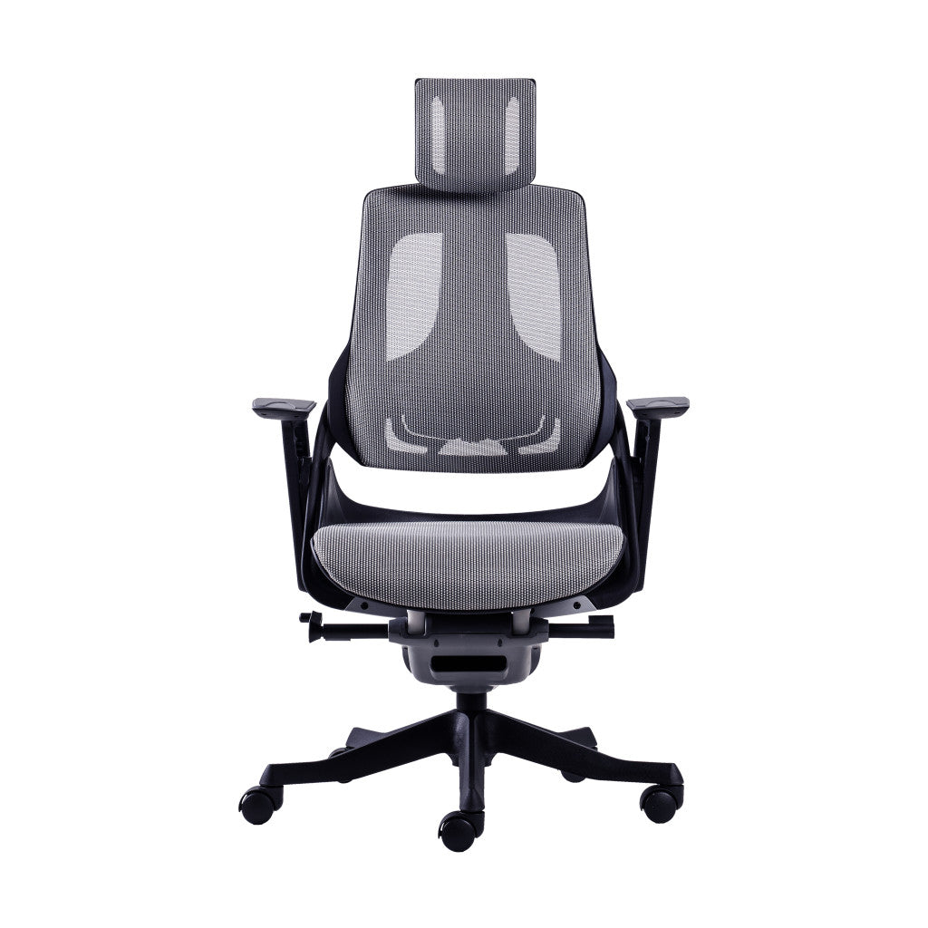 Gray & Black Adjustable Height Executive Office Chair | Swivel, Rolling, Premium Comfort