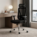 Black And Silver Adjustable Height Swivel Rolling Office Chair