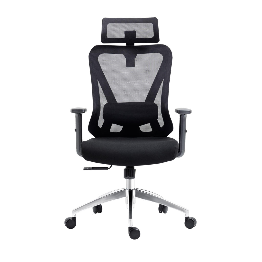 Black & Silver Adjustable Height Office Chair | Swivel, Rolling, Sleek Modern Look
