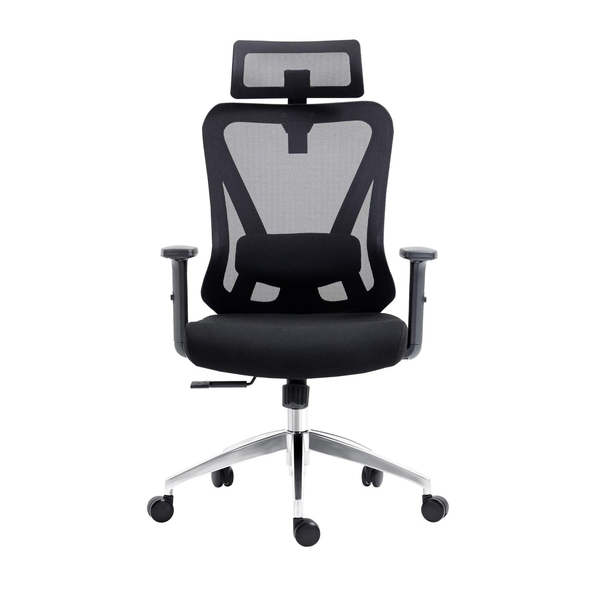 Black & Silver Adjustable Height Office Chair | Swivel, Rolling, Sleek Modern Look