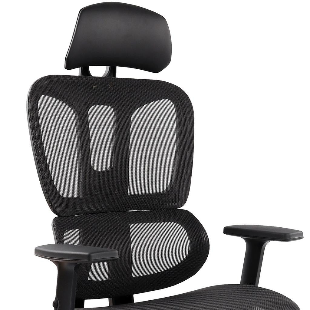 Black Adjustable Height Office Chair with Footrest | Swivel, Rolling, Full Ergonomic Support