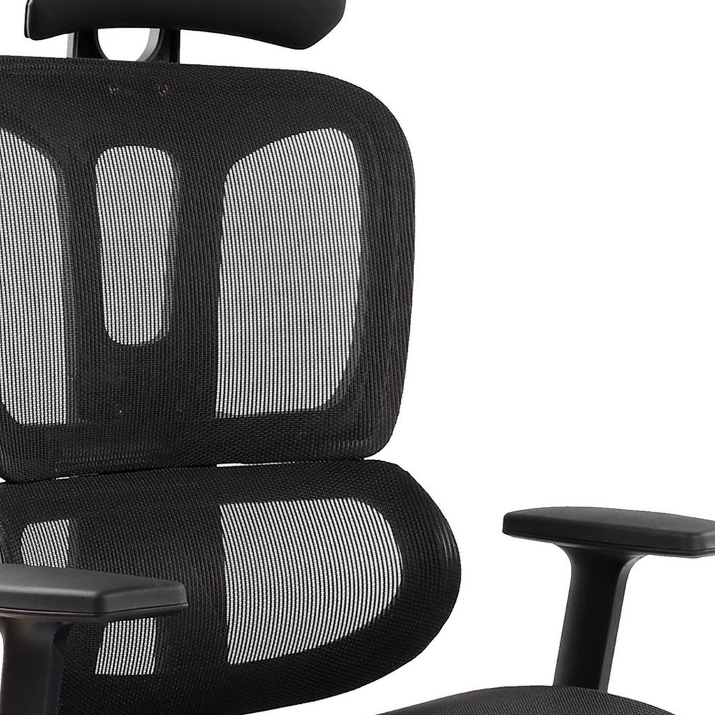 Black Adjustable Height Office Chair with Footrest | Swivel, Rolling, Full Ergonomic Support
