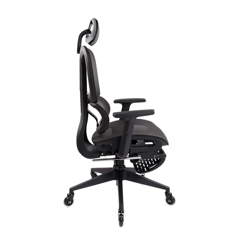 Black Adjustable Height Office Chair with Footrest | Swivel, Rolling, Full Ergonomic Support