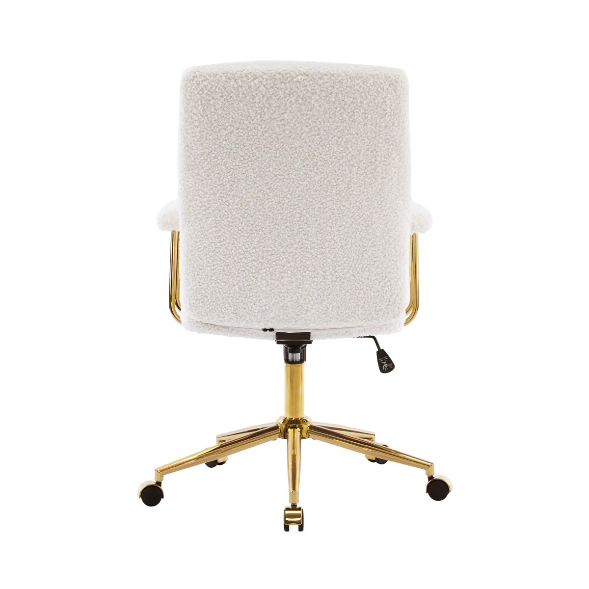 White & Gold Boucle Executive Office Chair | Swivel Rolling, Luxury Textured Fabric