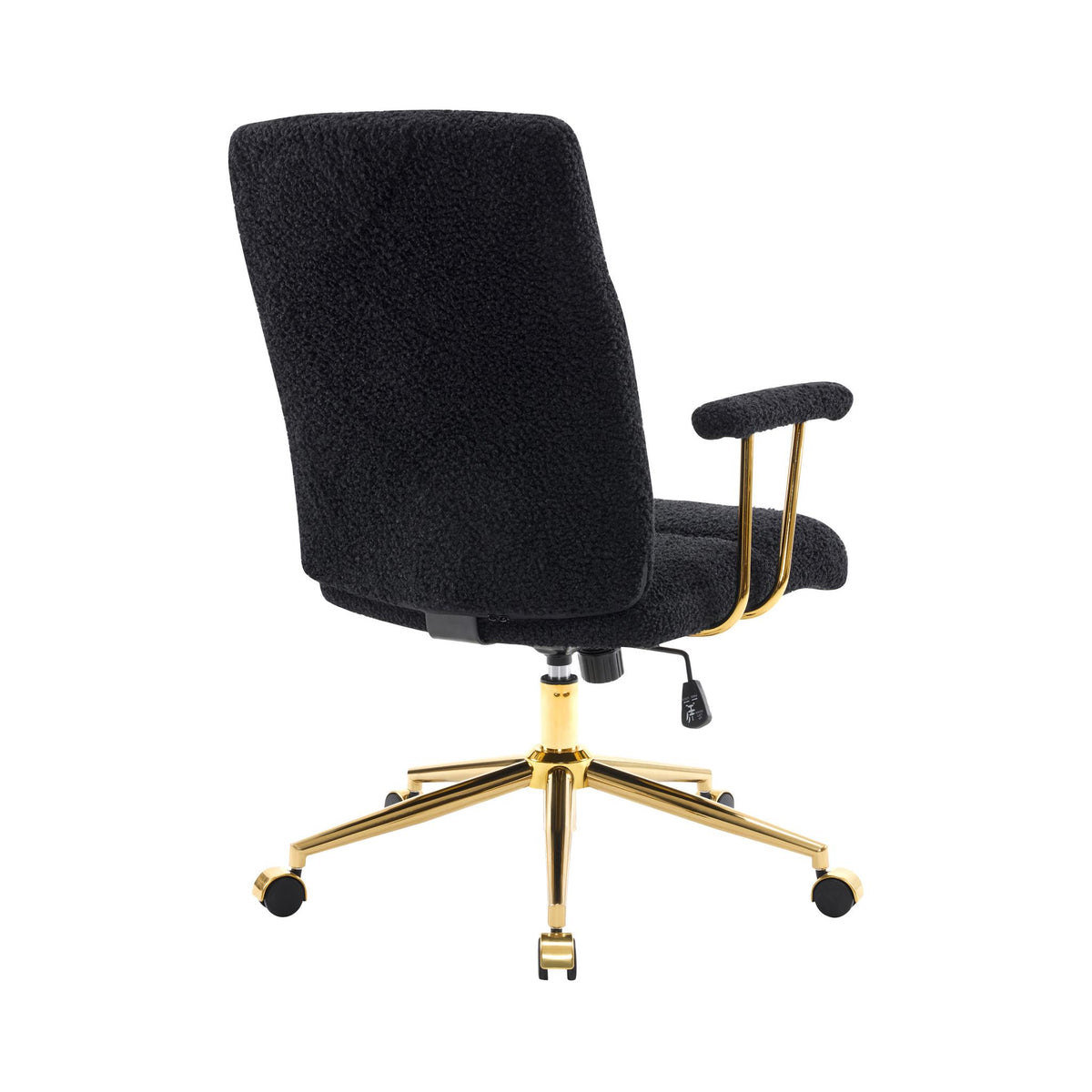 Black & Gold Boucle Executive Office Chair | Swivel Rolling, Premium Textured Fabric
