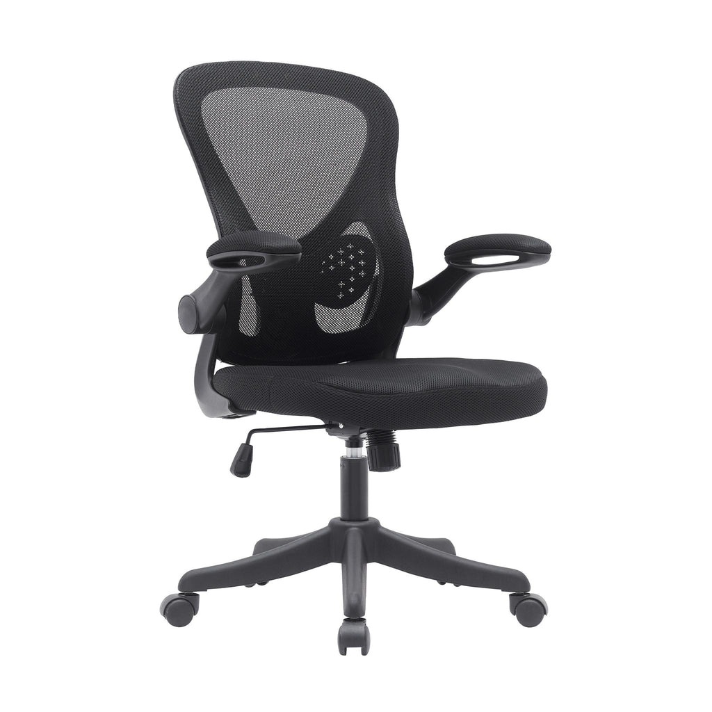 Black Swivel Rolling Office Chair | Streamlined Design, Caster Wheels