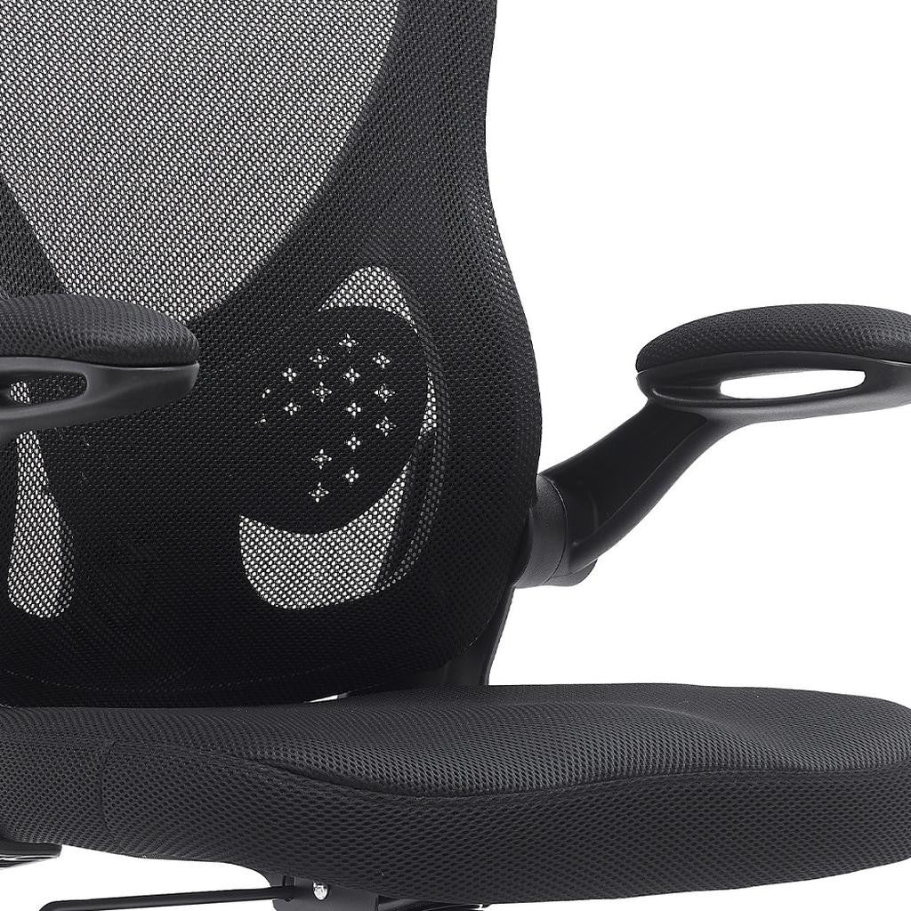 Black Swivel Rolling Office Chair | Streamlined Design, Caster Wheels