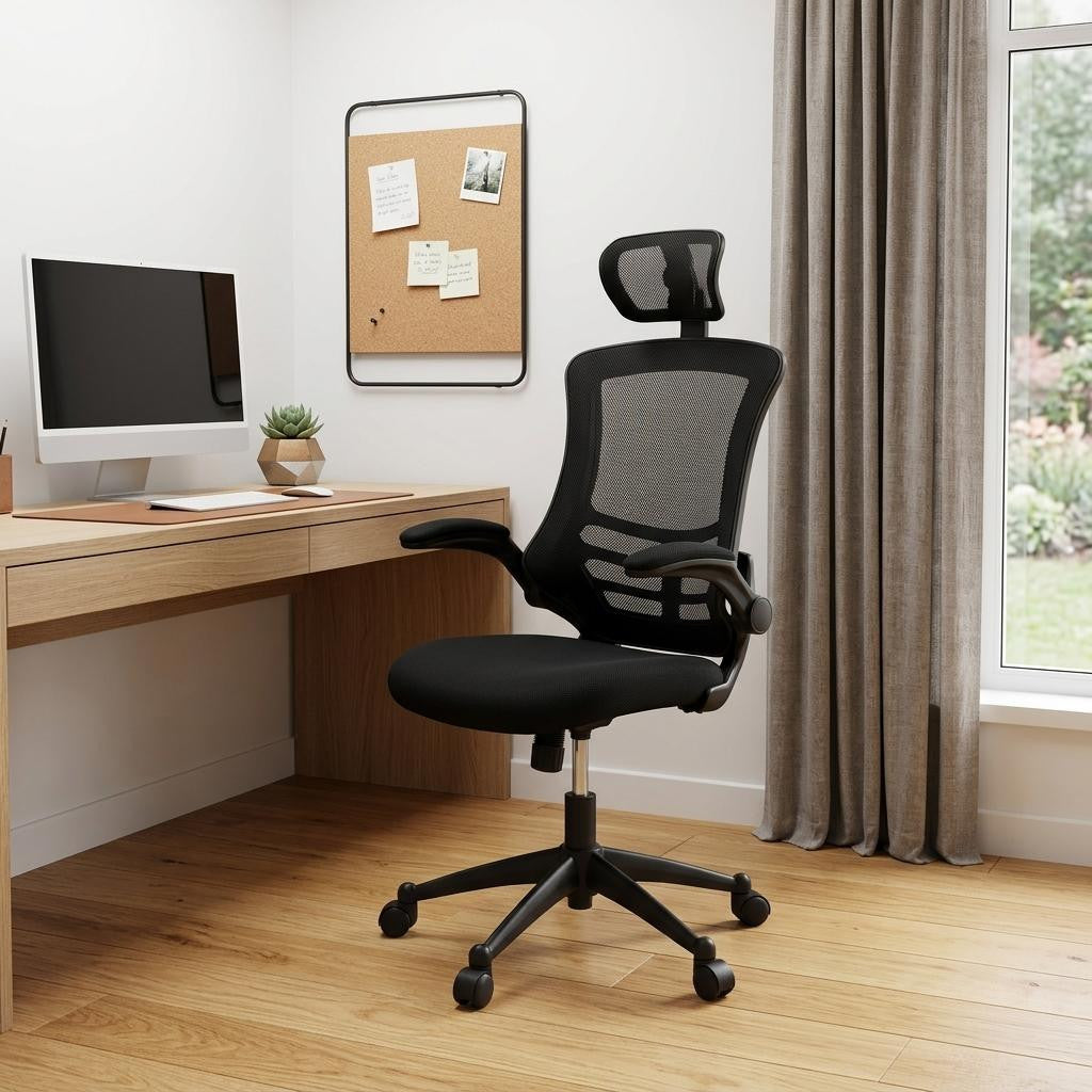 Black Adjustable Height Swivel Rolling Executive Office Chair