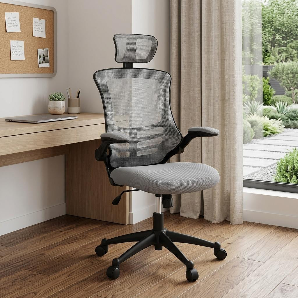 Gray Adjustable Height Swivel Rolling Executive Office Chair