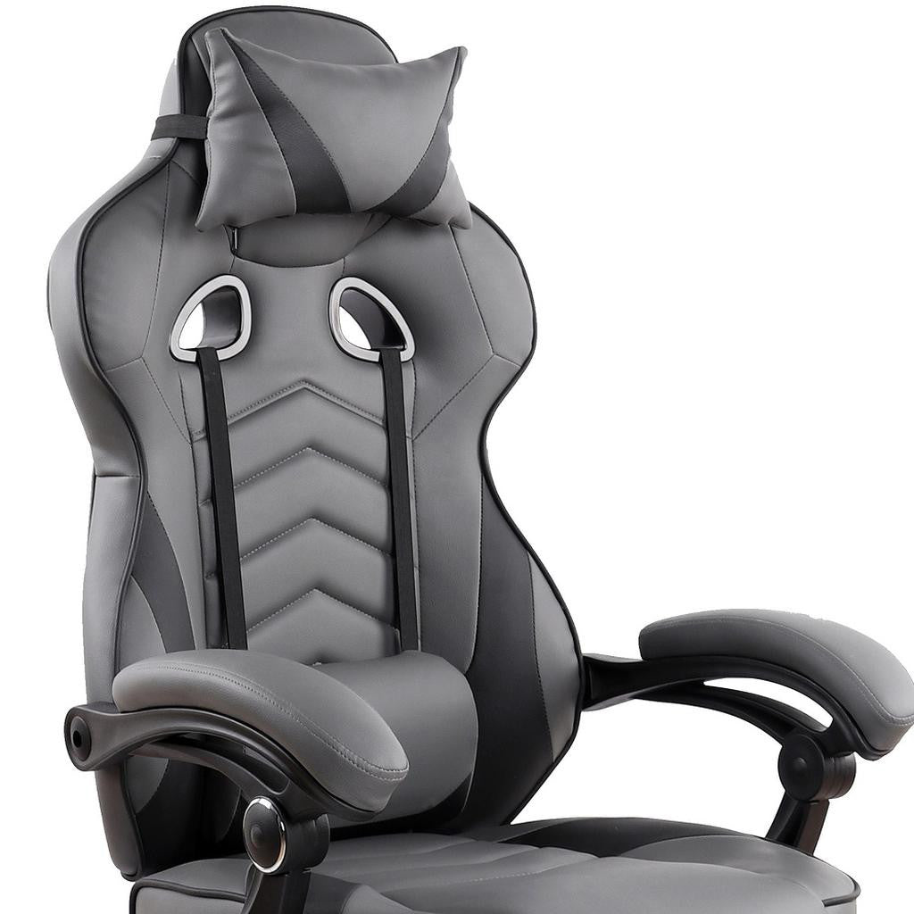 Gray Racecar Executive Office Chair | Adjustable Height, Swivel Rolling, Sport-Inspired