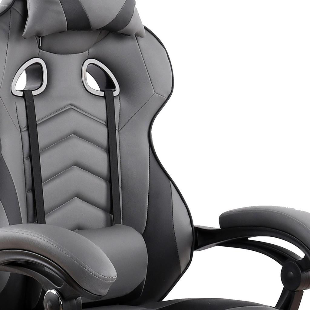 Gray Racecar Executive Office Chair | Adjustable Height, Swivel Rolling, Sport-Inspired
