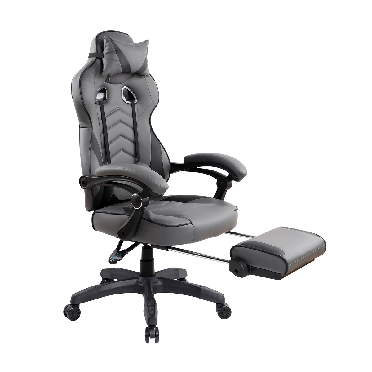 Gray Racecar Executive Office Chair | Adjustable Height, Swivel Rolling, Sport-Inspired