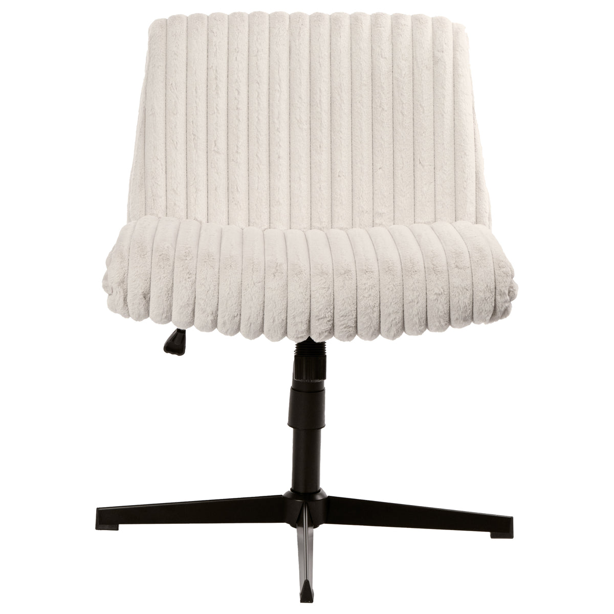 Ivory & Black Faux Fur Gaming Chair | Adjustable Height, Swivel Rolling, Plush Comfort