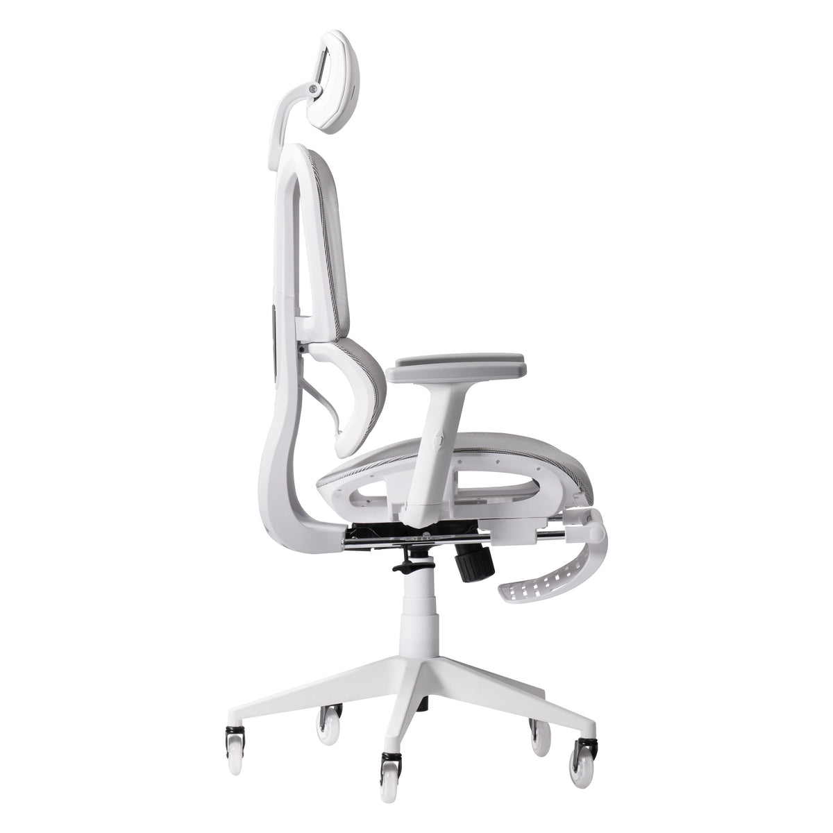 Light Gray & White Gaming Chair with Footrest | Adjustable Height, Swivel Rolling, Full Support