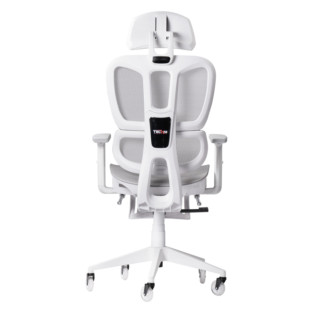 Light Gray & White Gaming Chair with Footrest | Adjustable Height, Swivel Rolling, Full Support