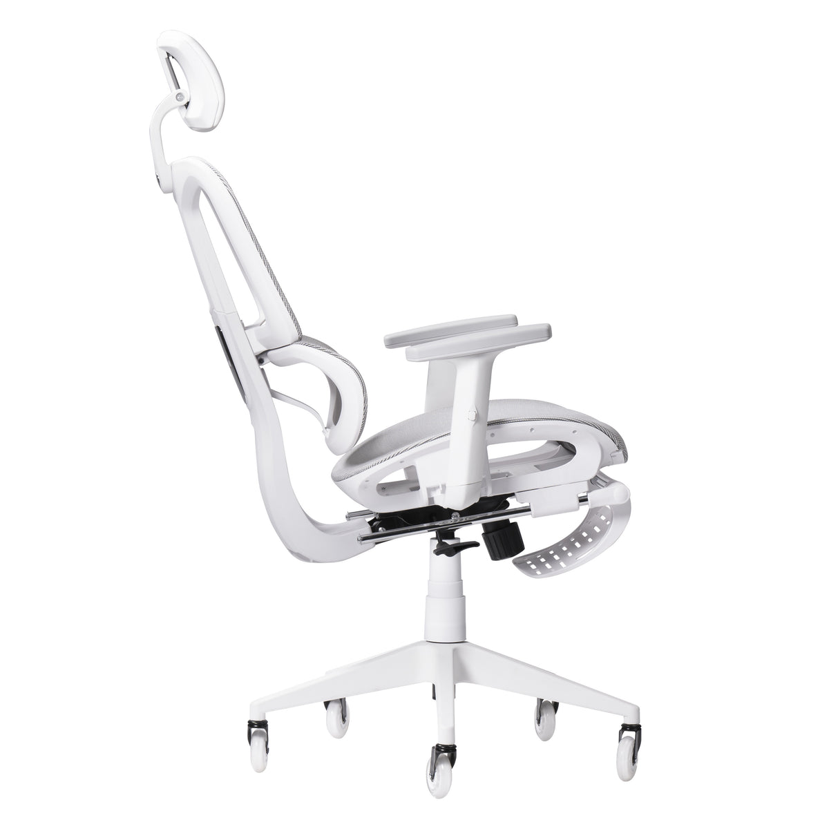 Light Gray & White Gaming Chair with Footrest | Adjustable Height, Swivel Rolling, Full Support
