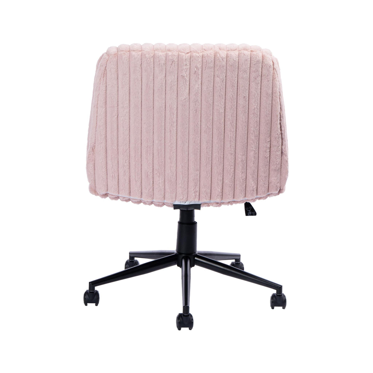 Pink & Black Faux Fur Gaming Chair | Adjustable Height, Swivel Rolling, Plush Feminine Style