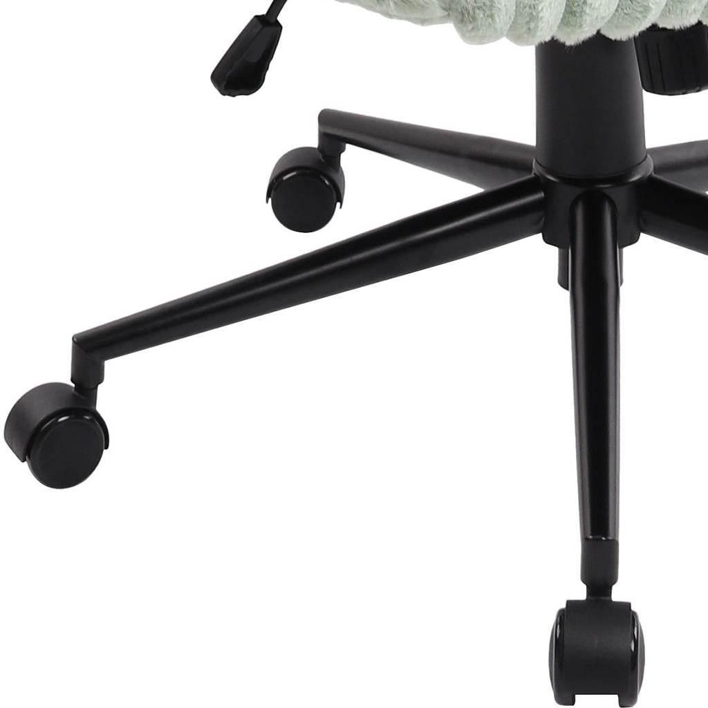 Green & Black Faux Fur Gaming Chair | Adjustable Height, Swivel Rolling, Plush Bold Design