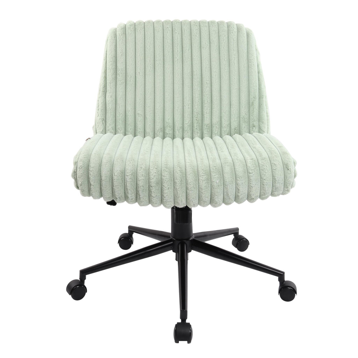 Green & Black Faux Fur Gaming Chair | Adjustable Height, Swivel Rolling, Plush Bold Design