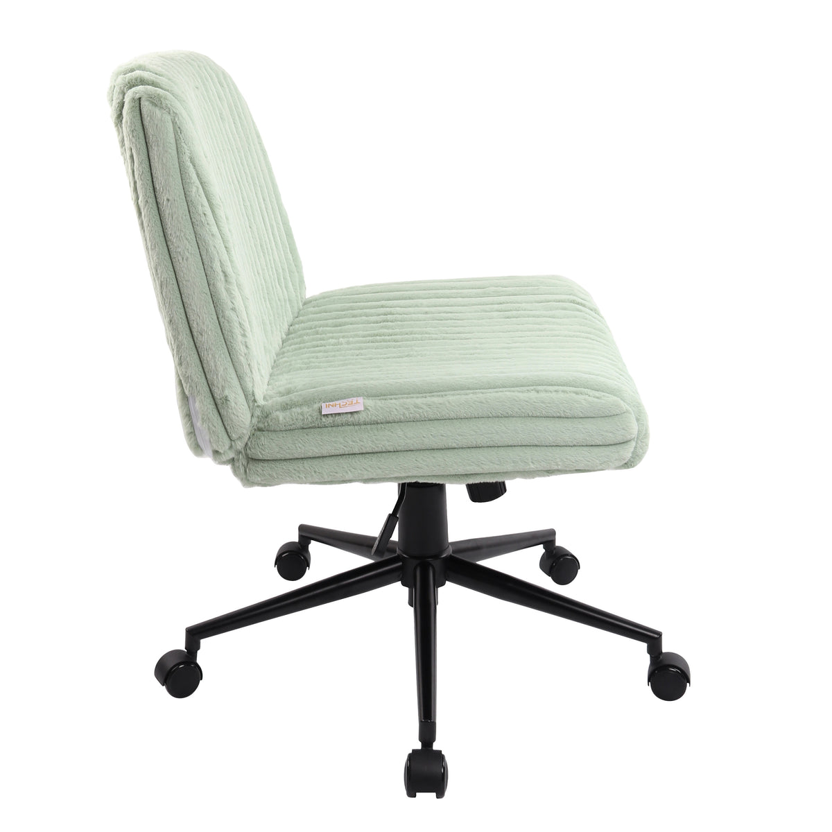 Green & Black Faux Fur Gaming Chair | Adjustable Height, Swivel Rolling, Plush Bold Design