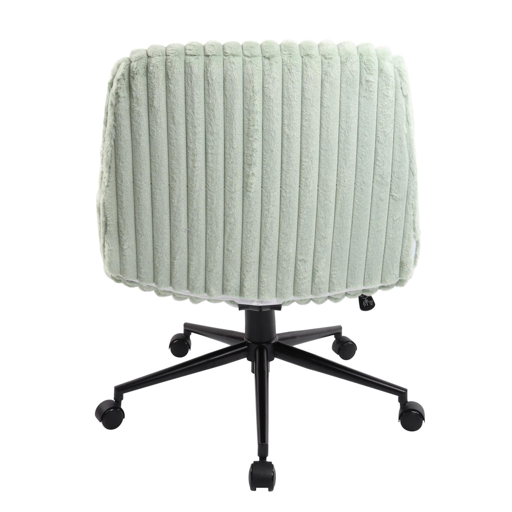 Green & Black Faux Fur Gaming Chair | Adjustable Height, Swivel Rolling, Plush Bold Design