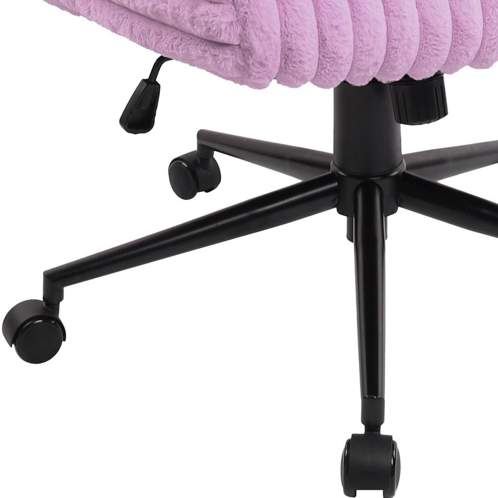 Purple & Black Faux Fur Gaming Chair | Adjustable Height, Swivel Rolling, Luxe Plush Comfort