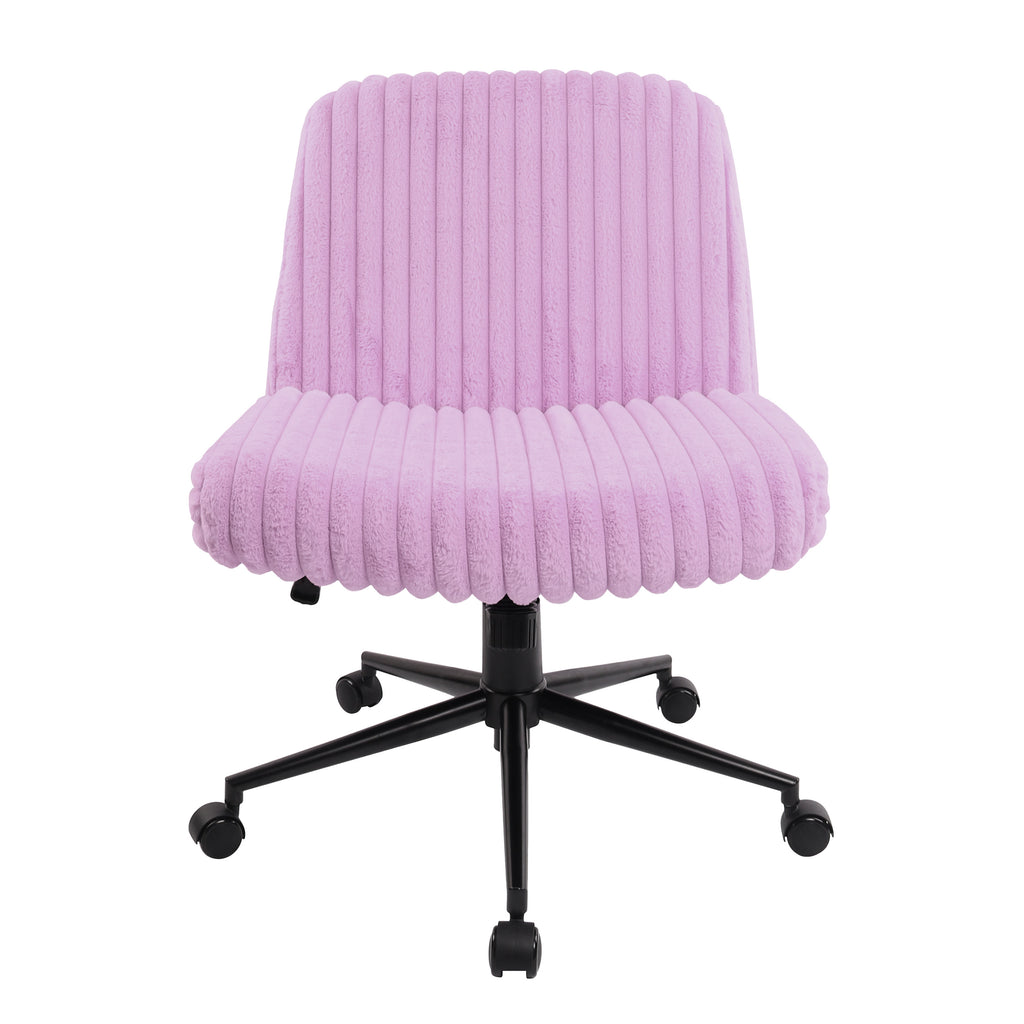 Purple & Black Faux Fur Gaming Chair | Adjustable Height, Swivel Rolling, Luxe Plush Comfort