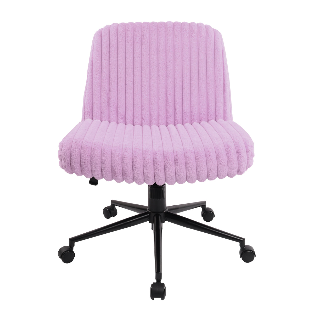 Purple & Black Faux Fur Gaming Chair | Adjustable Height, Swivel Rolling, Luxe Plush Comfort