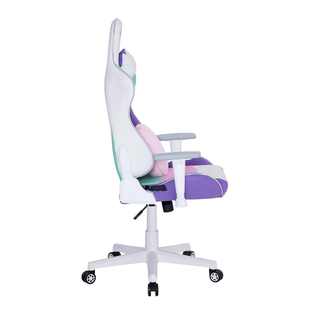 Pink Purple & White Gaming Chair | Swivel Rolling, Pastel Multi-Tone Style