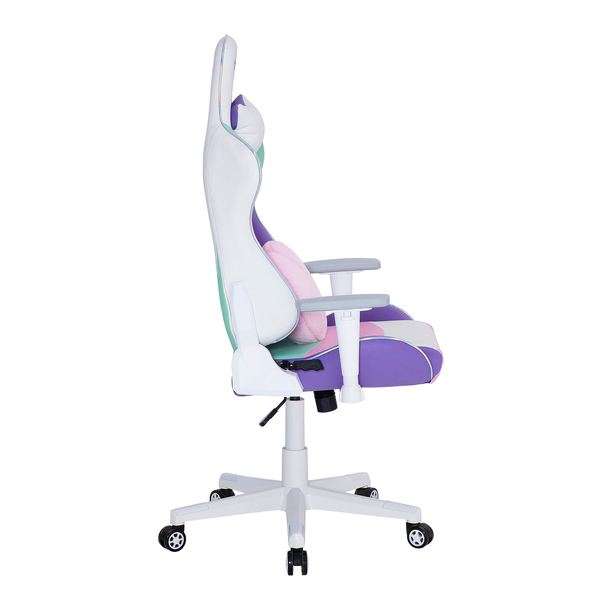Pink Purple & White Gaming Chair | Swivel Rolling, Pastel Multi-Tone Style