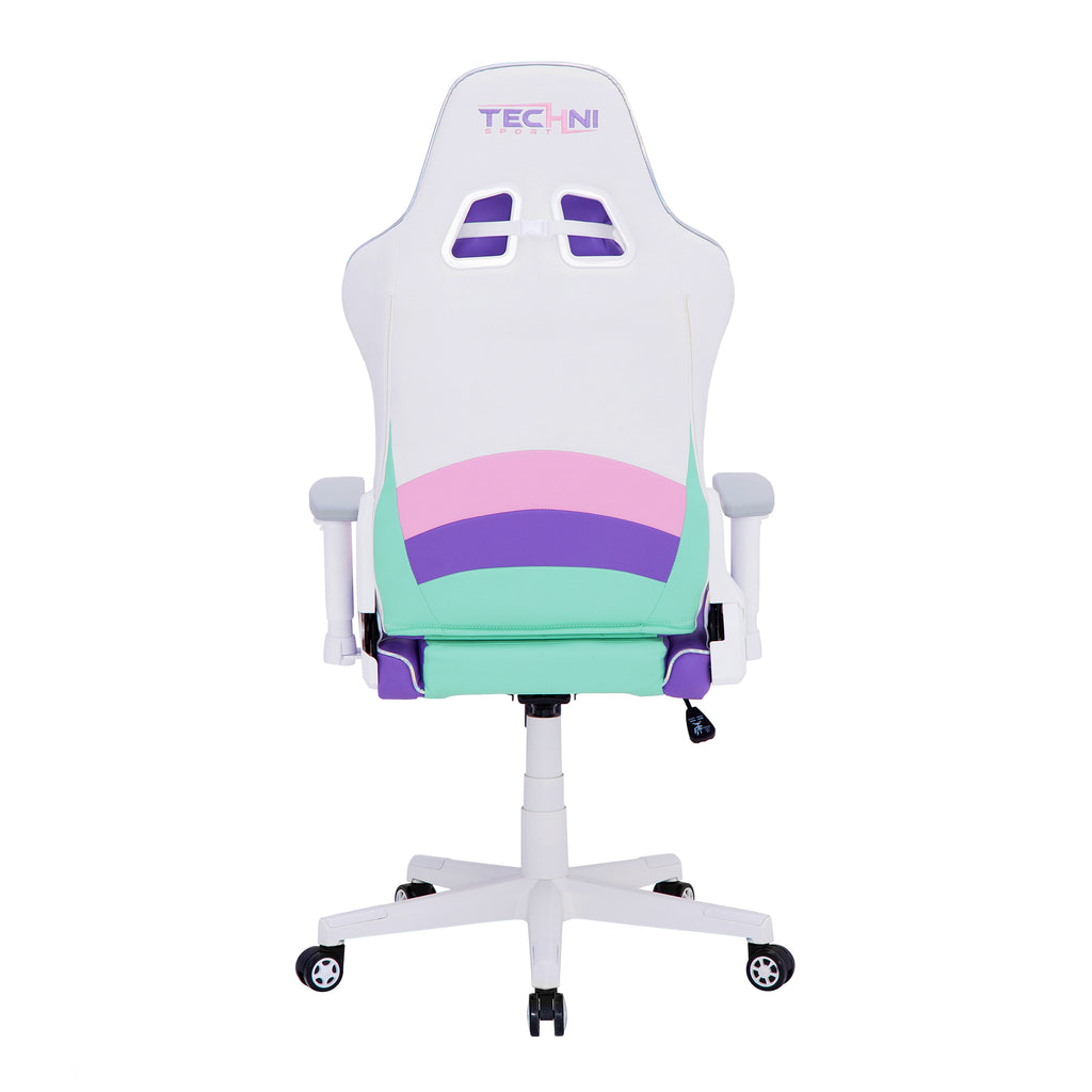 Pink Purple & White Gaming Chair | Swivel Rolling, Pastel Multi-Tone Style