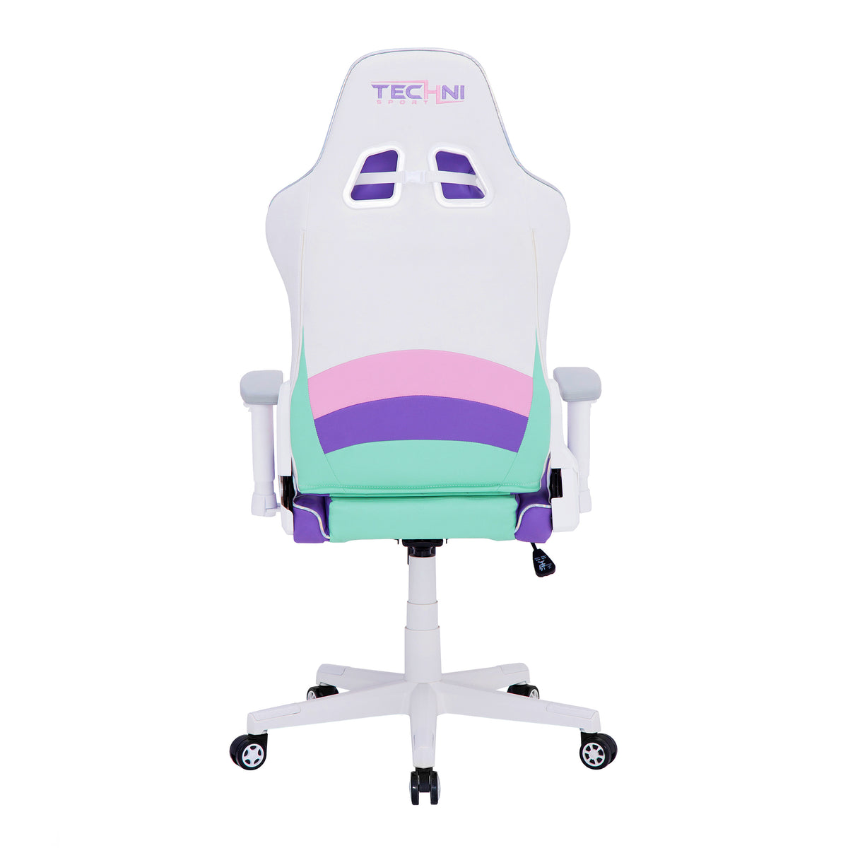 Pink Purple & White Gaming Chair | Swivel Rolling, Pastel Multi-Tone Style