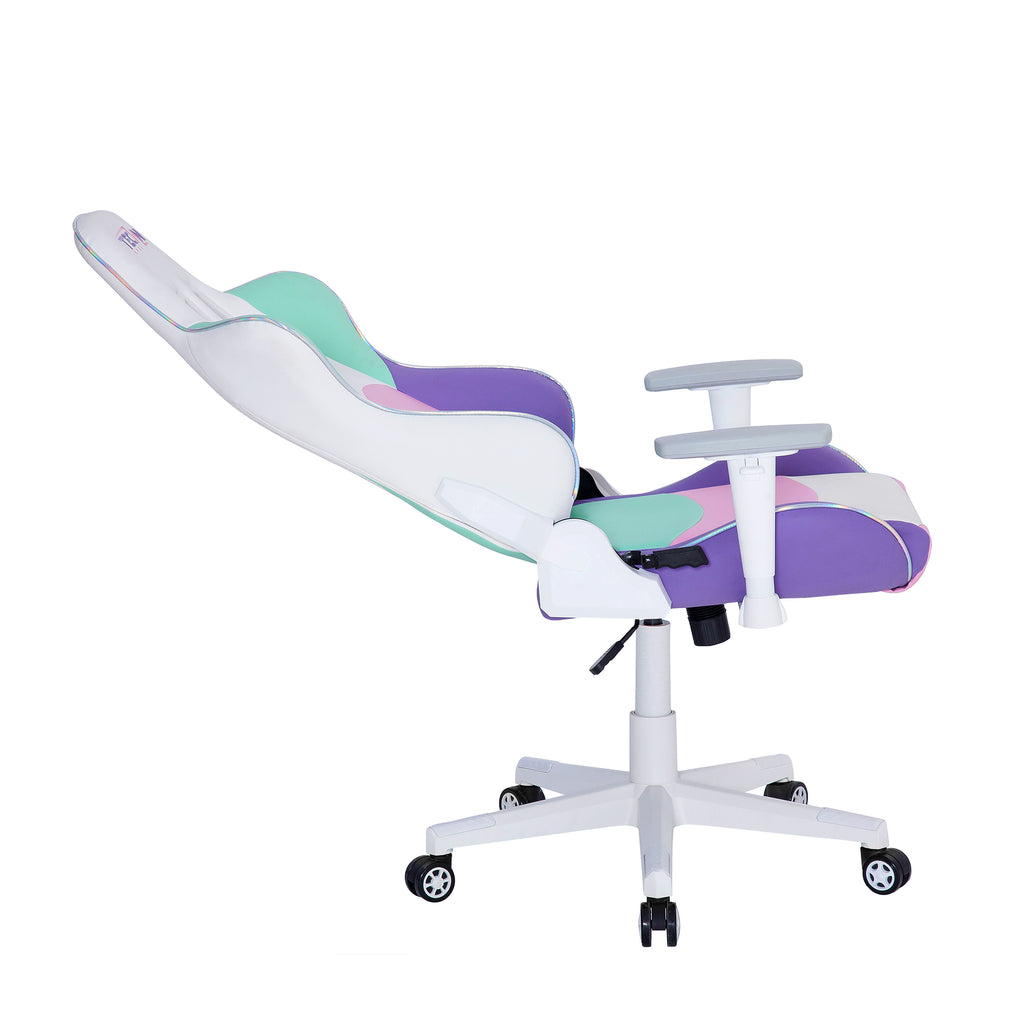 Pink Purple & White Gaming Chair | Swivel Rolling, Pastel Multi-Tone Style