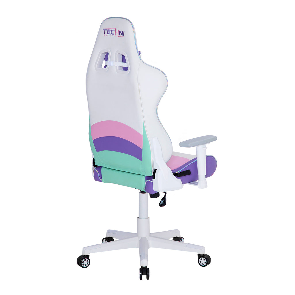 Pink Purple & White Gaming Chair | Swivel Rolling, Pastel Multi-Tone Style