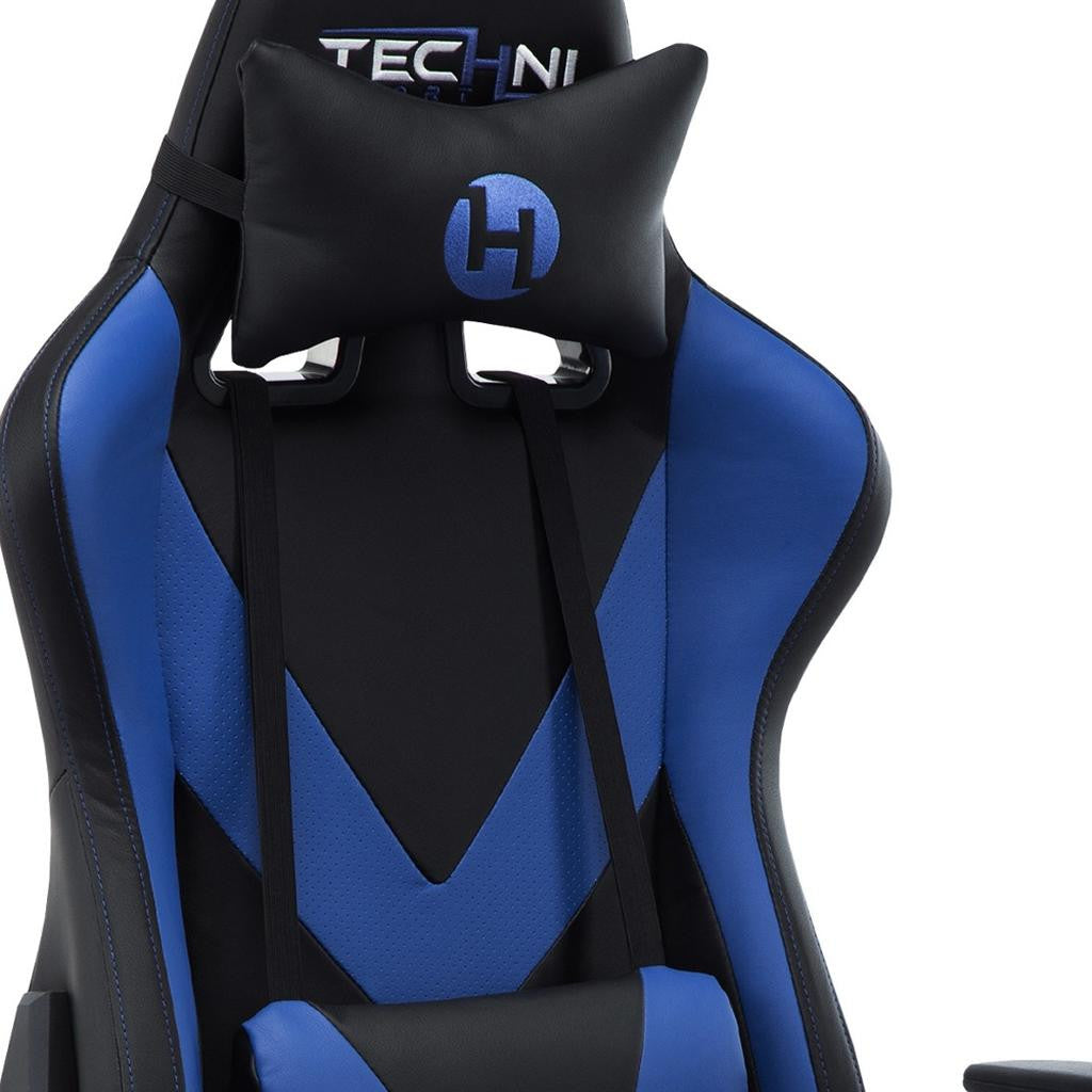 Blue & Black Gaming Chair | Swivel Rolling, Dynamic Racing Design