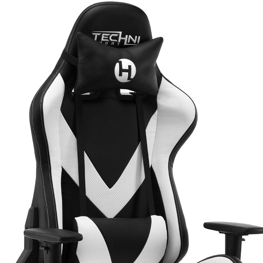 White & Black Gaming Chair | Swivel Rolling, Clean Contrast Racing Style