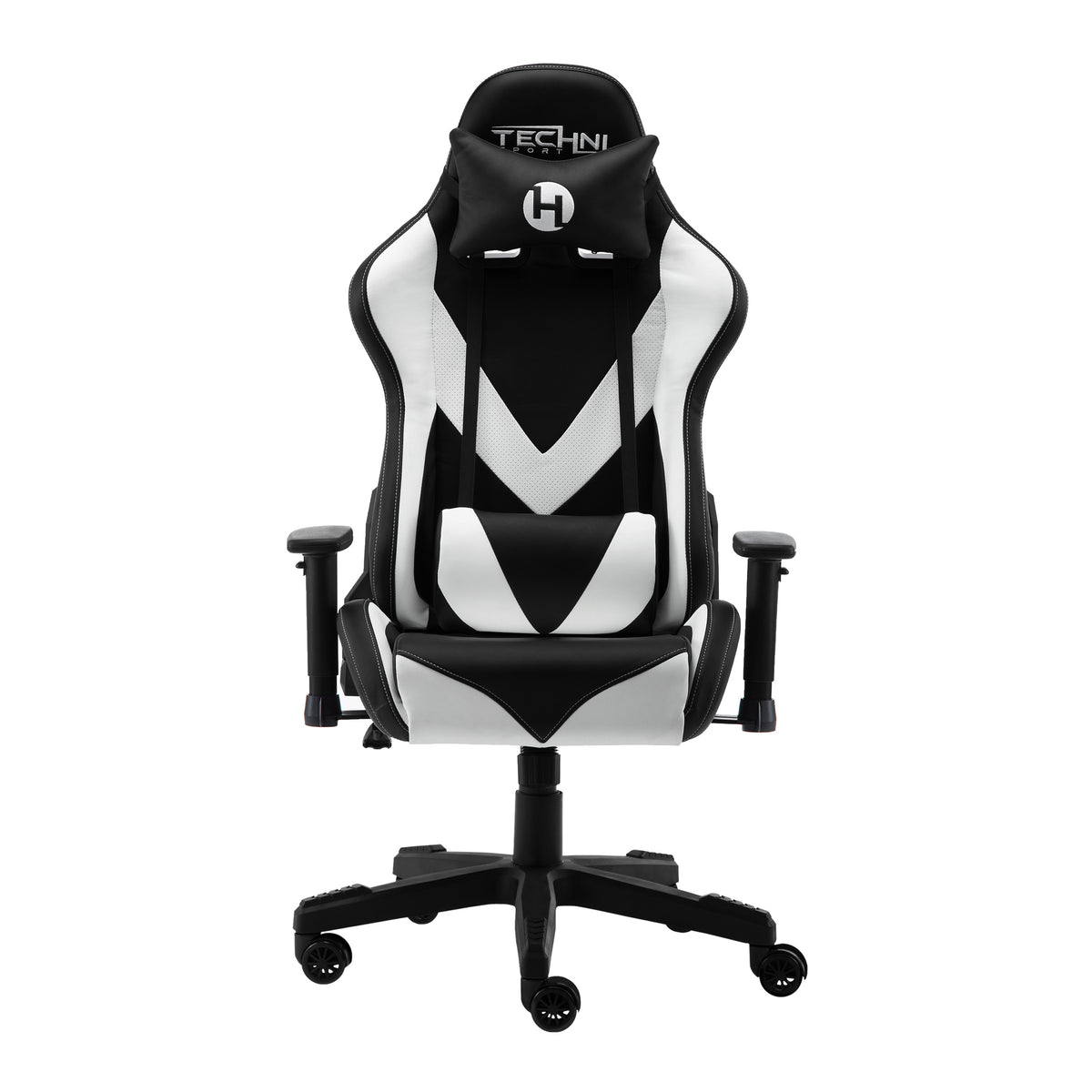 White & Black Gaming Chair | Swivel Rolling, Clean Contrast Racing Style